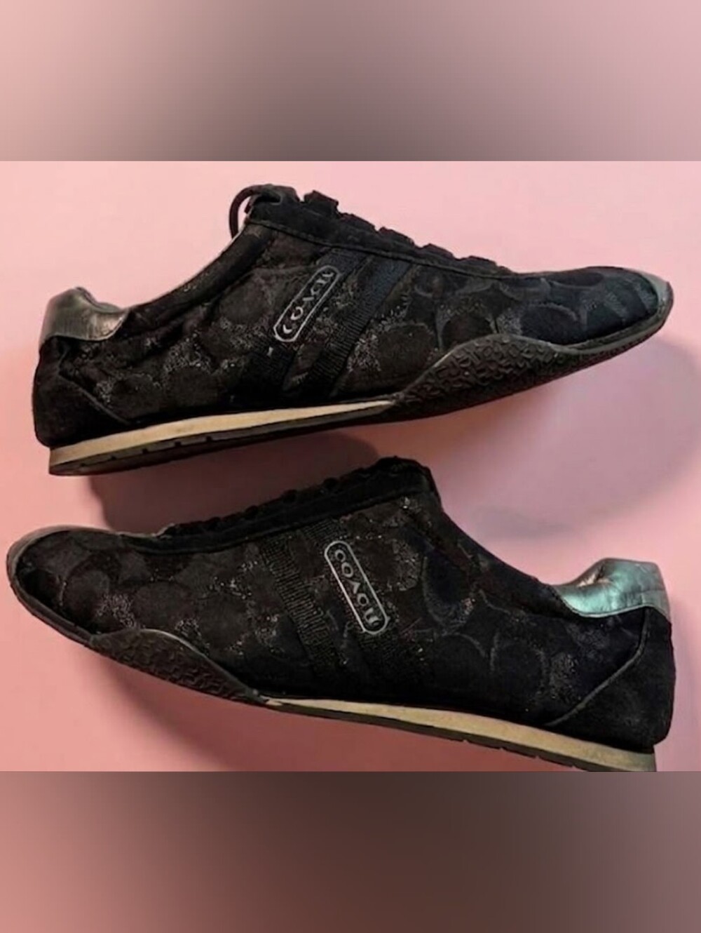 Coach Katelyn Signature Y2K Sneakers Women's Size 8.5 Black With Signature Logo